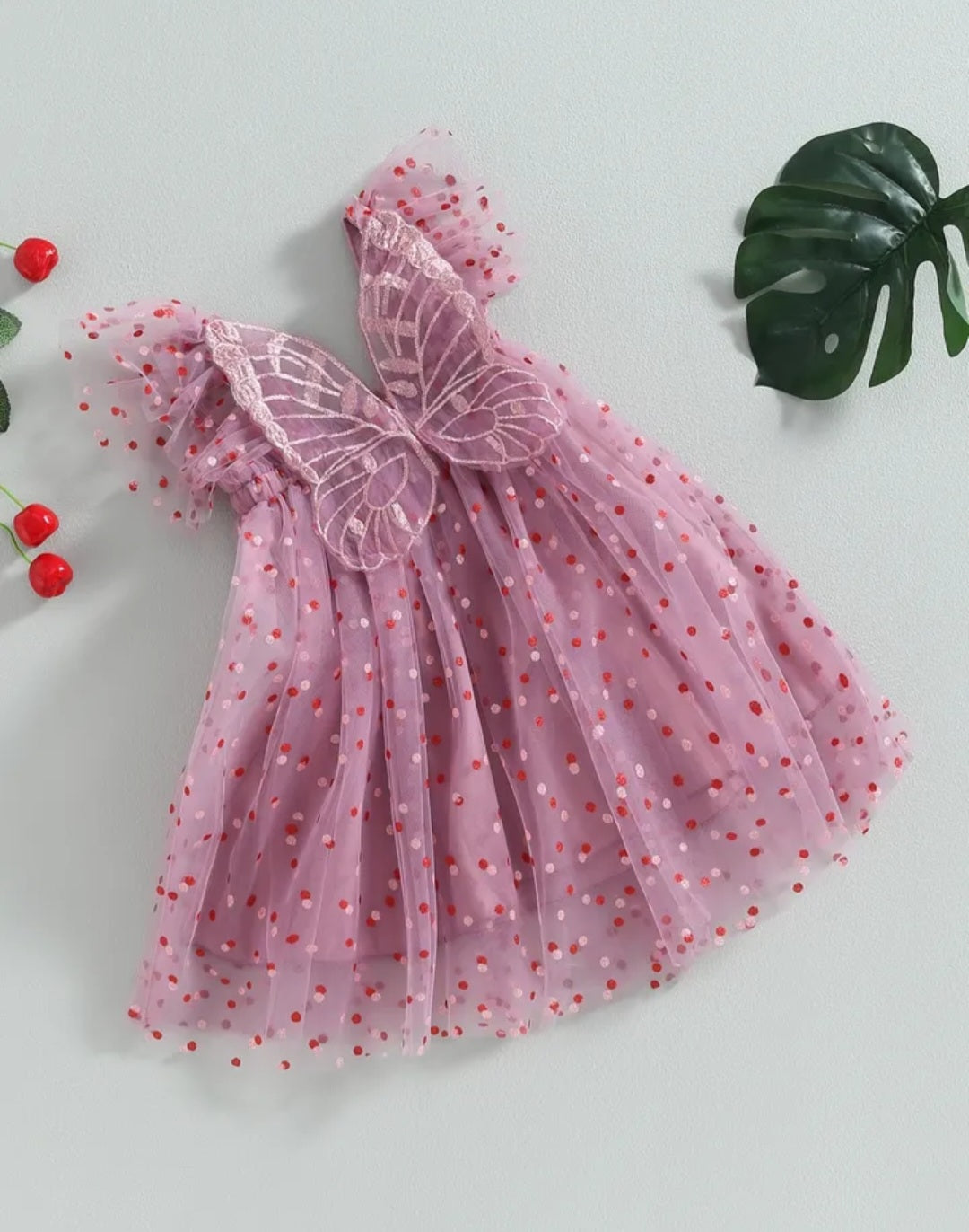 Polka Butterfly Plum Tulle Dress #1000265