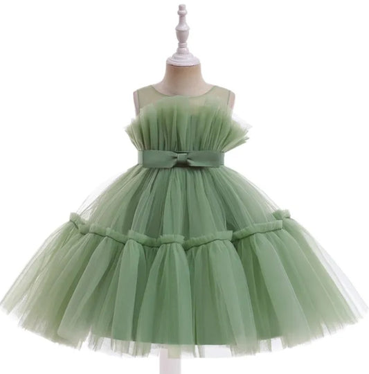 Sage Green Ruffle Special Occasions Dress #1001193