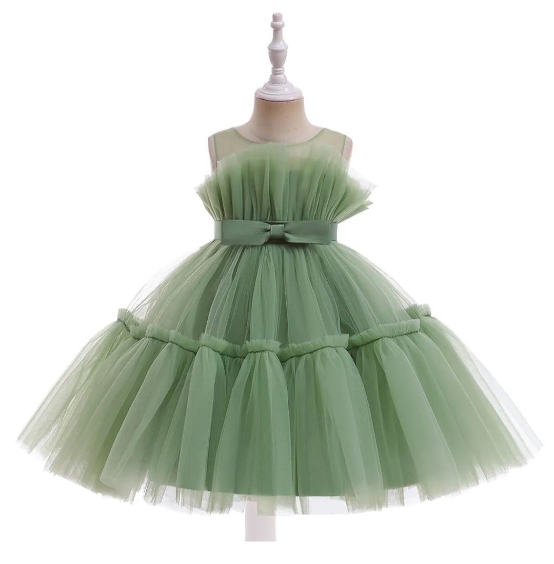 Sage Green Ruffle Special Occasions Dress #1001193