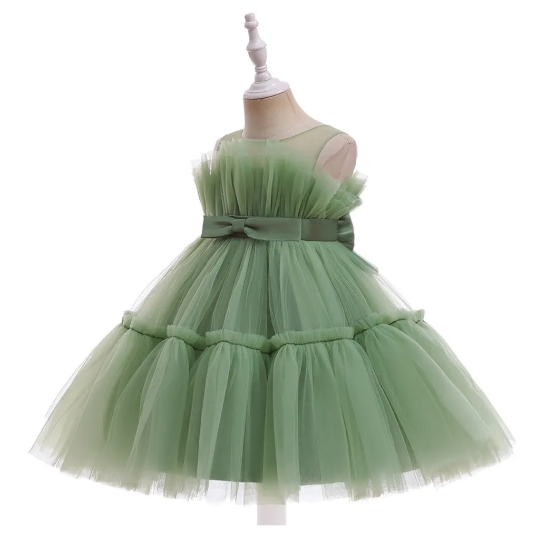 Sage Green Ruffle Special Occasions Dress #1001193