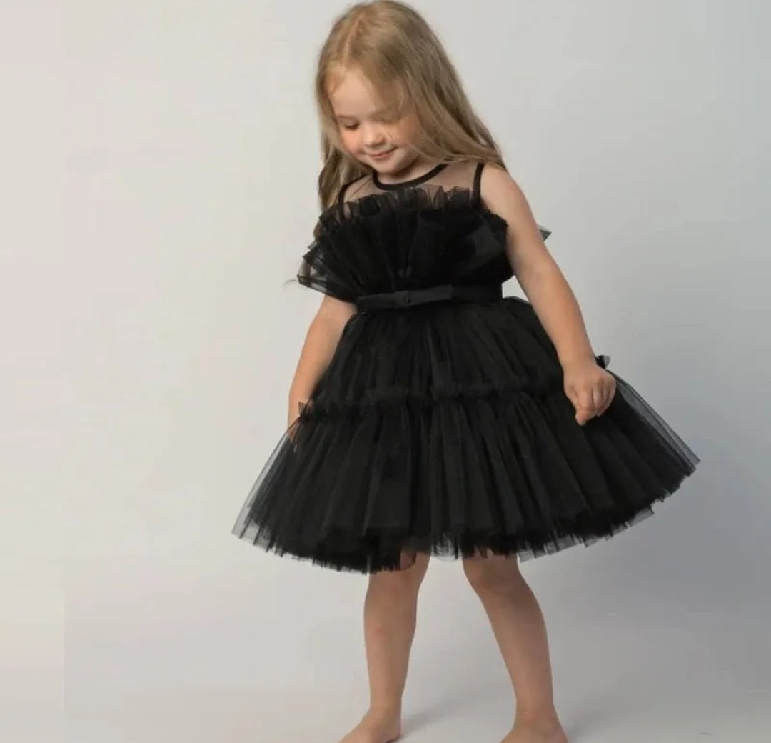 Black Princess Ruffle Dress #1001116