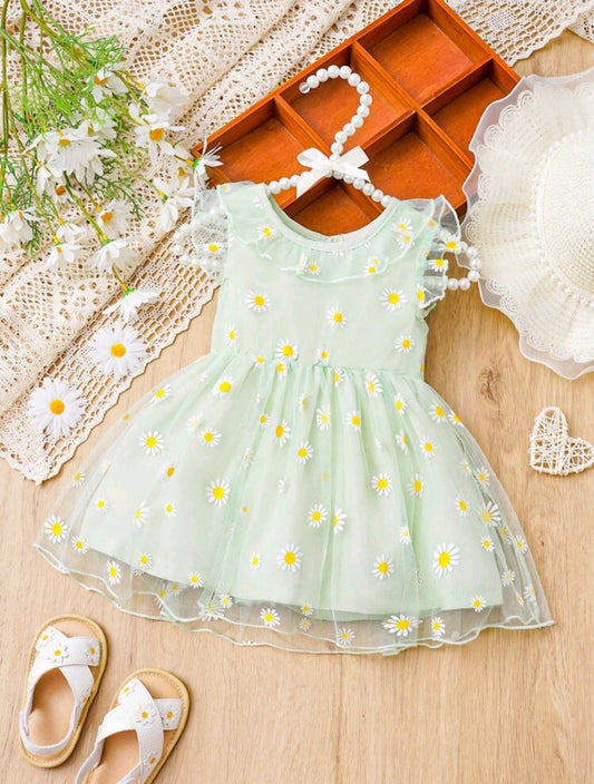 Green Daisy Tulle Dress #10022