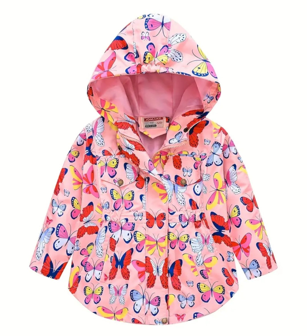 Peachy Pink Hooded Butterfly Windbreaker Coat #1000237