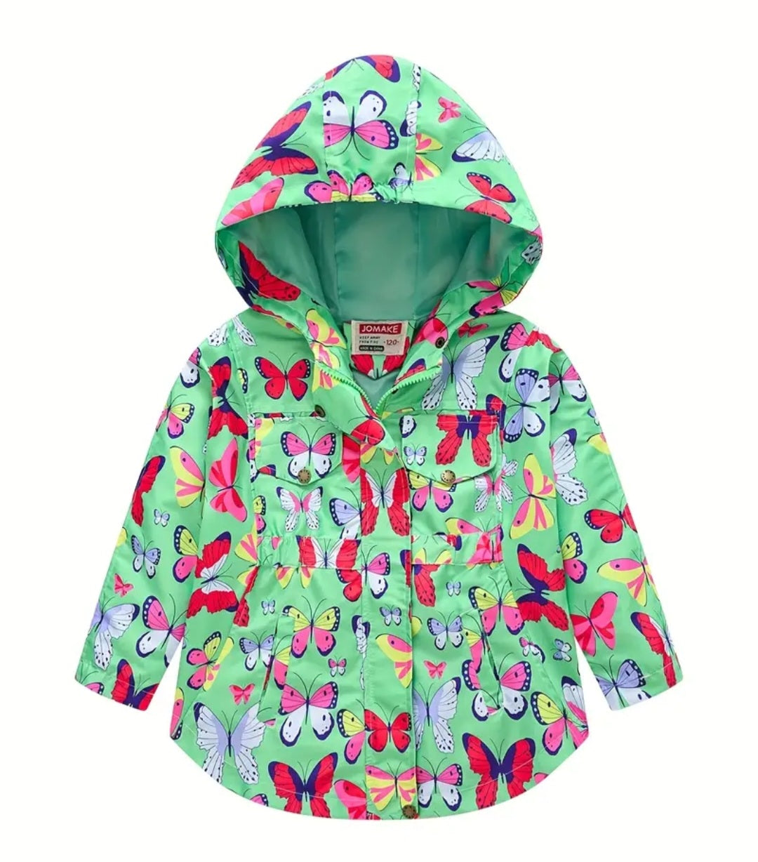 Green Butterfly Hooded Windbreaker Coat #1000236