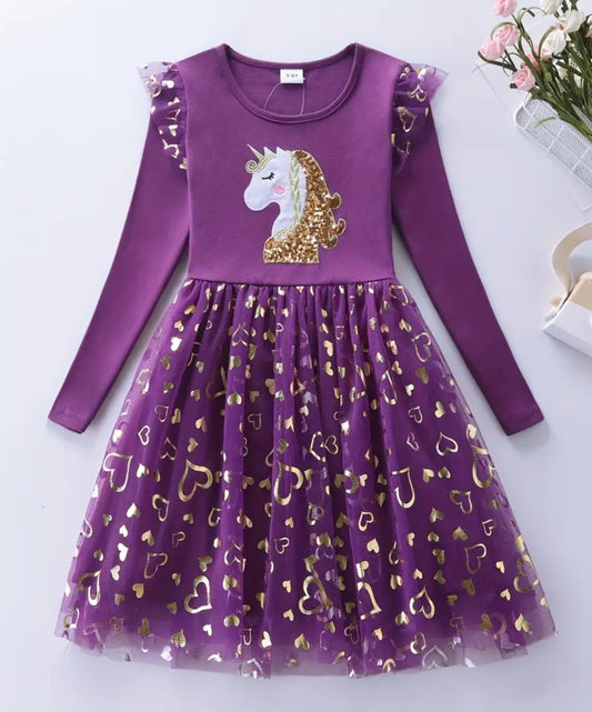 Purple Sequins Unicorn Dress #1002008