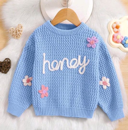 Honey Baby Blue Floral Sweater #10020013