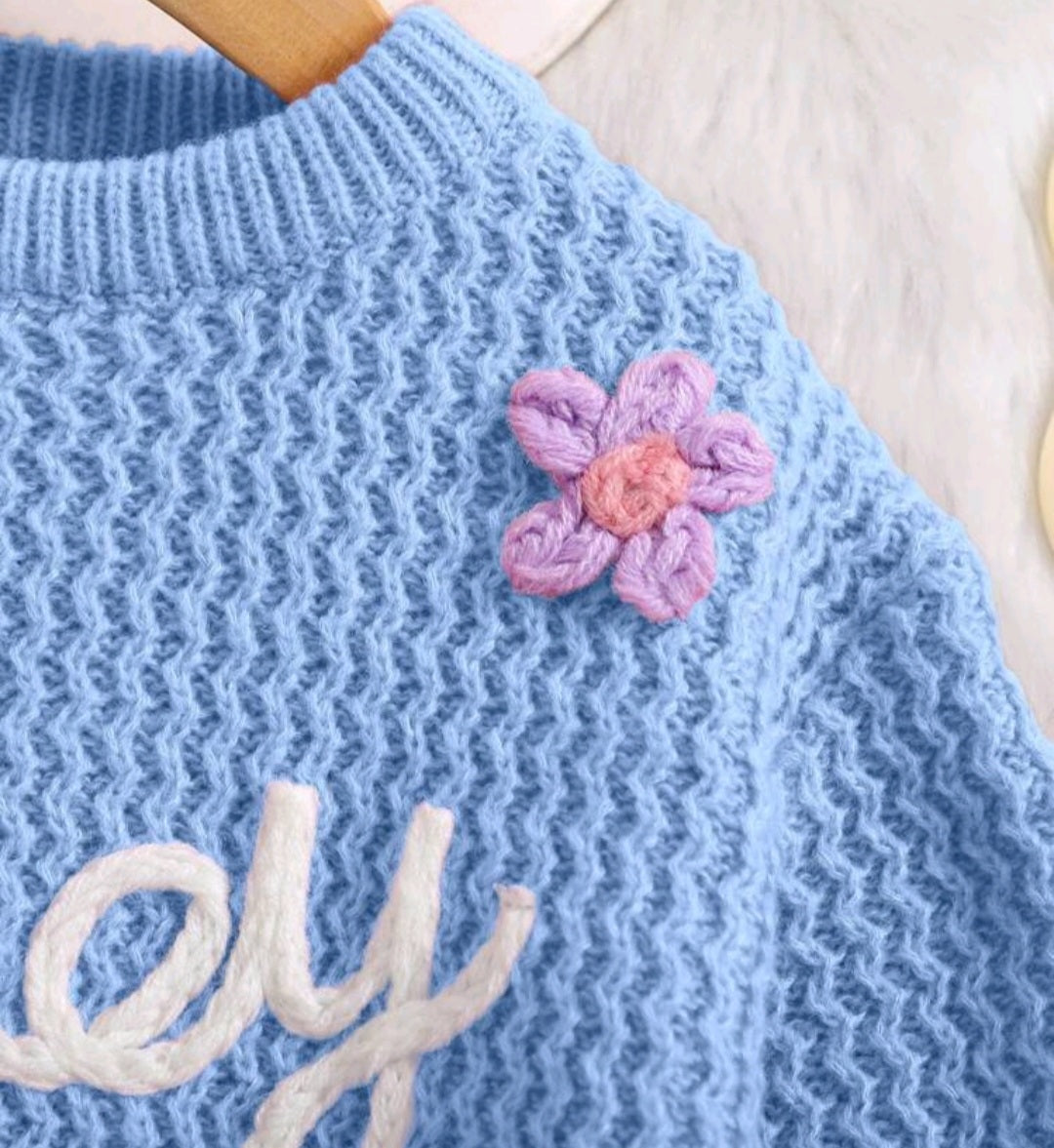 Honey Baby Blue Floral Sweater #10020013