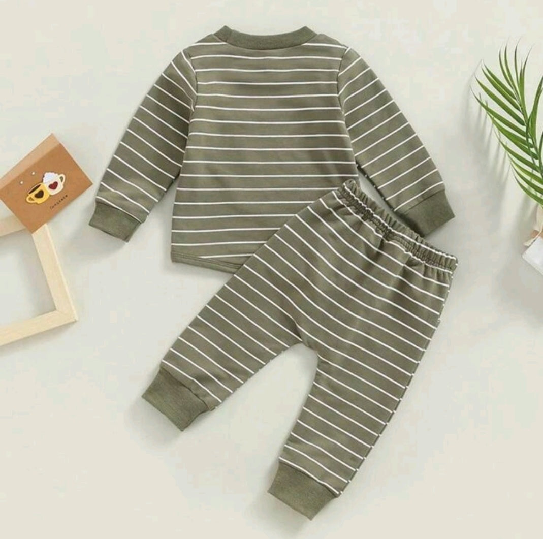 Army Crewnek Striped Activewear Set #2000375