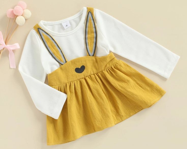 Long Sleeve Yellow Bunny Dress #1000910