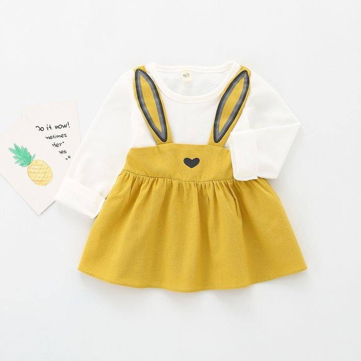 Long Sleeve Yellow Bunny Dress #1000910