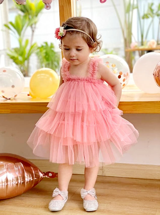 Pink Ruffle Tulle Dress  #100084