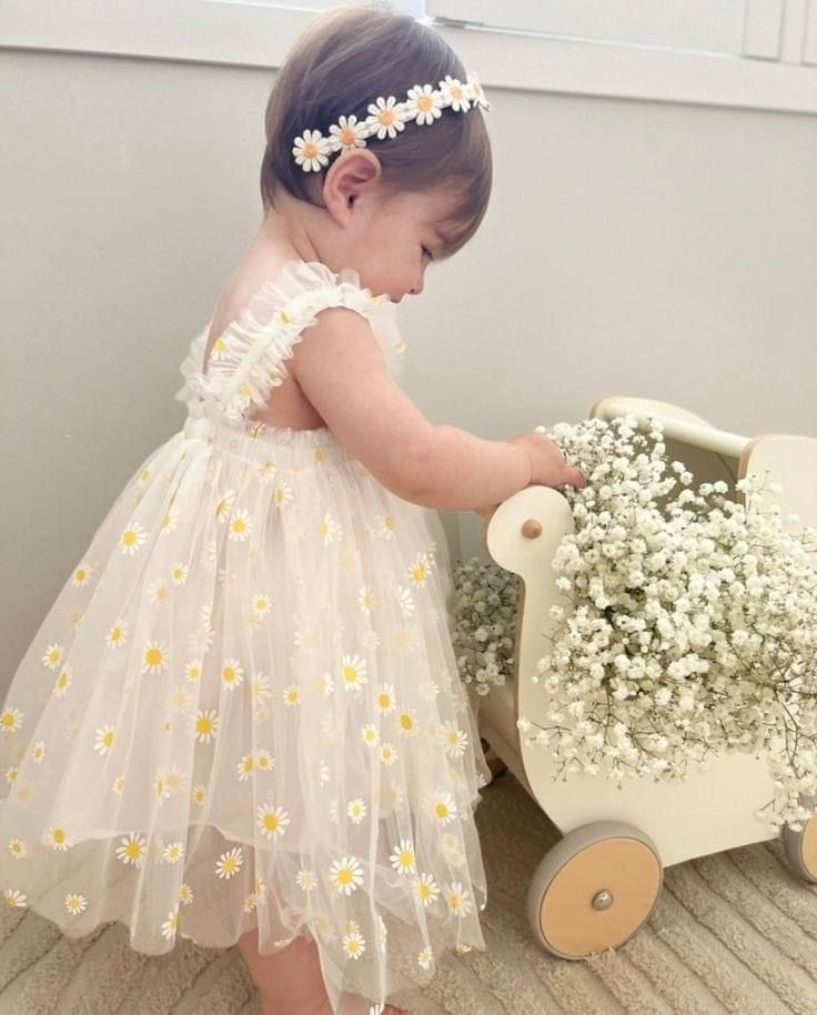 White Daisy Tulle Dress  #1000122