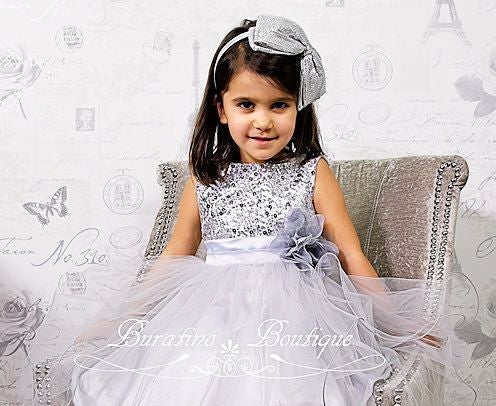 Silver Sequin Special Occasions Dress #1000742