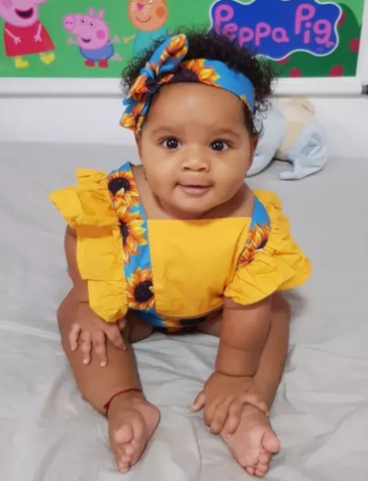 Sunflower Sky Blue Ruffle Romper #1000174