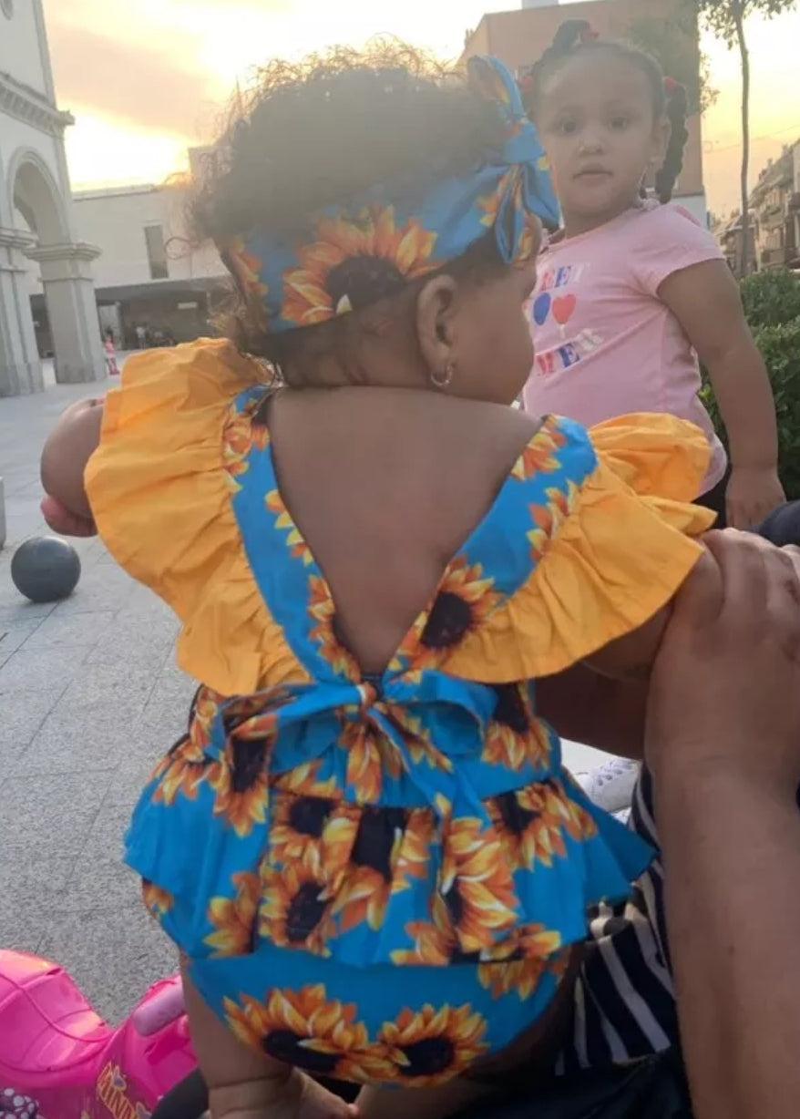 Sunflower Sky Blue Ruffle Romper #1000174