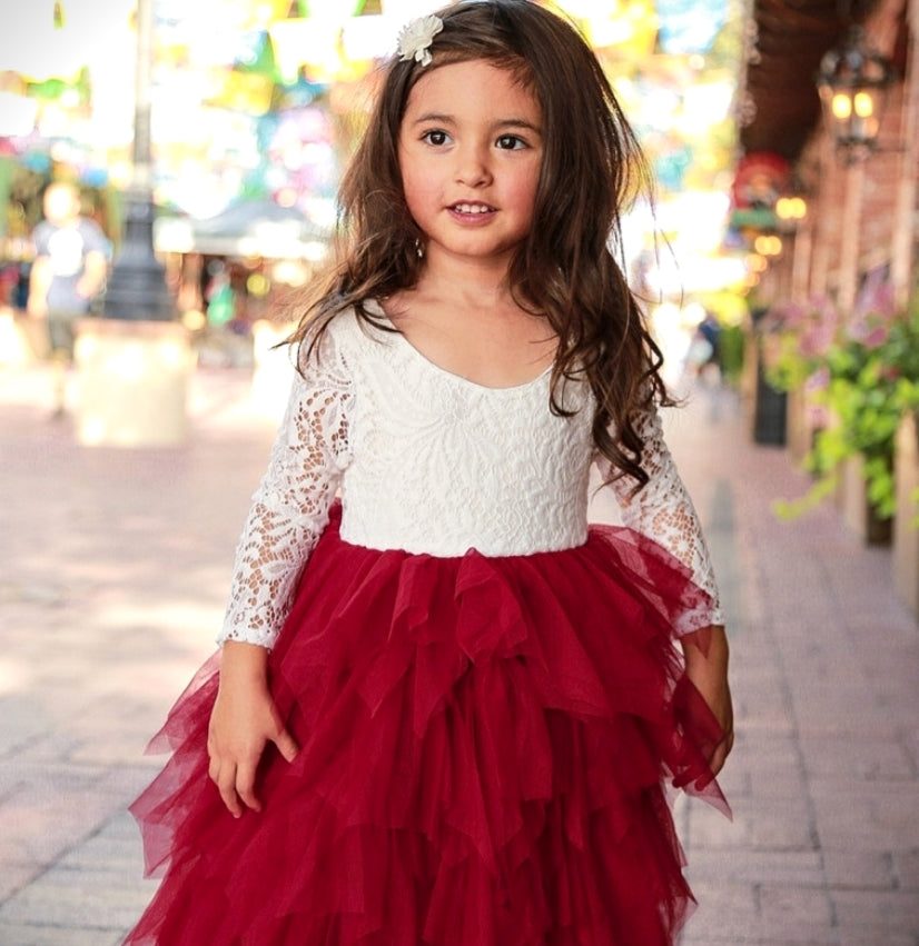 Long Sleeve Lace Red Wine Special Occasions Dress #1000273