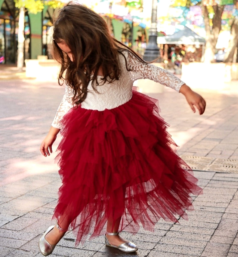 Long Sleeve Lace Red Wine Special Occasions Dress #1000273