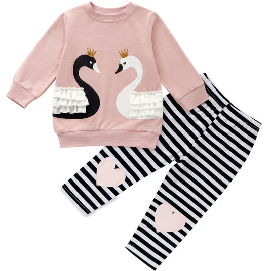 Swan Top and striped Legging #100089