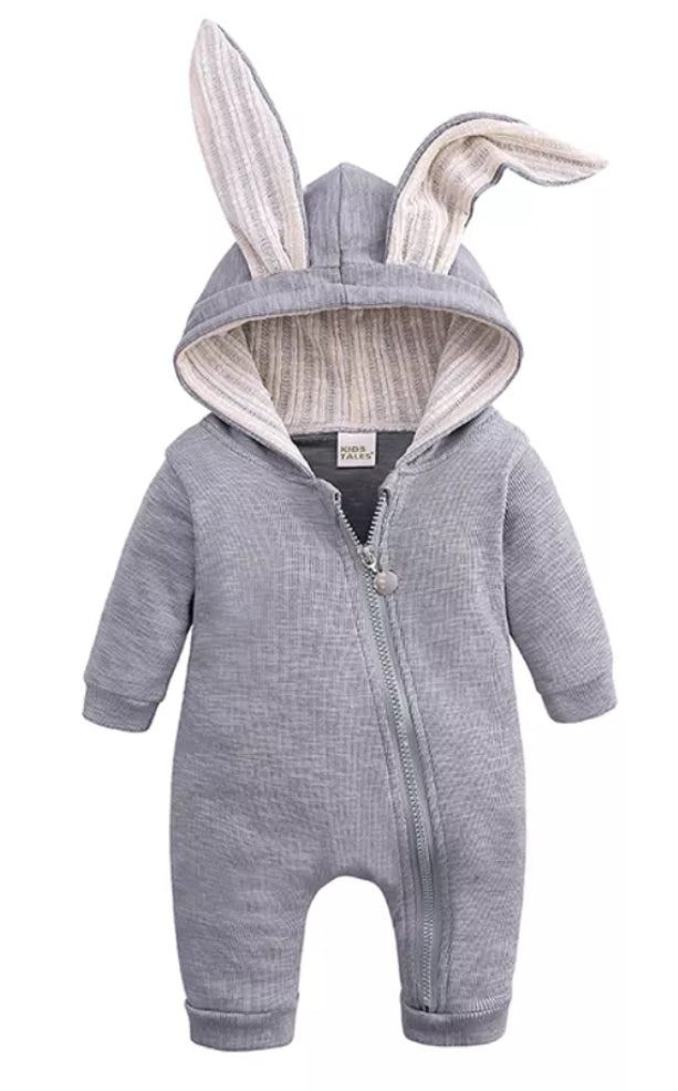 Gray Ribbed Bunny Onsie #10001013