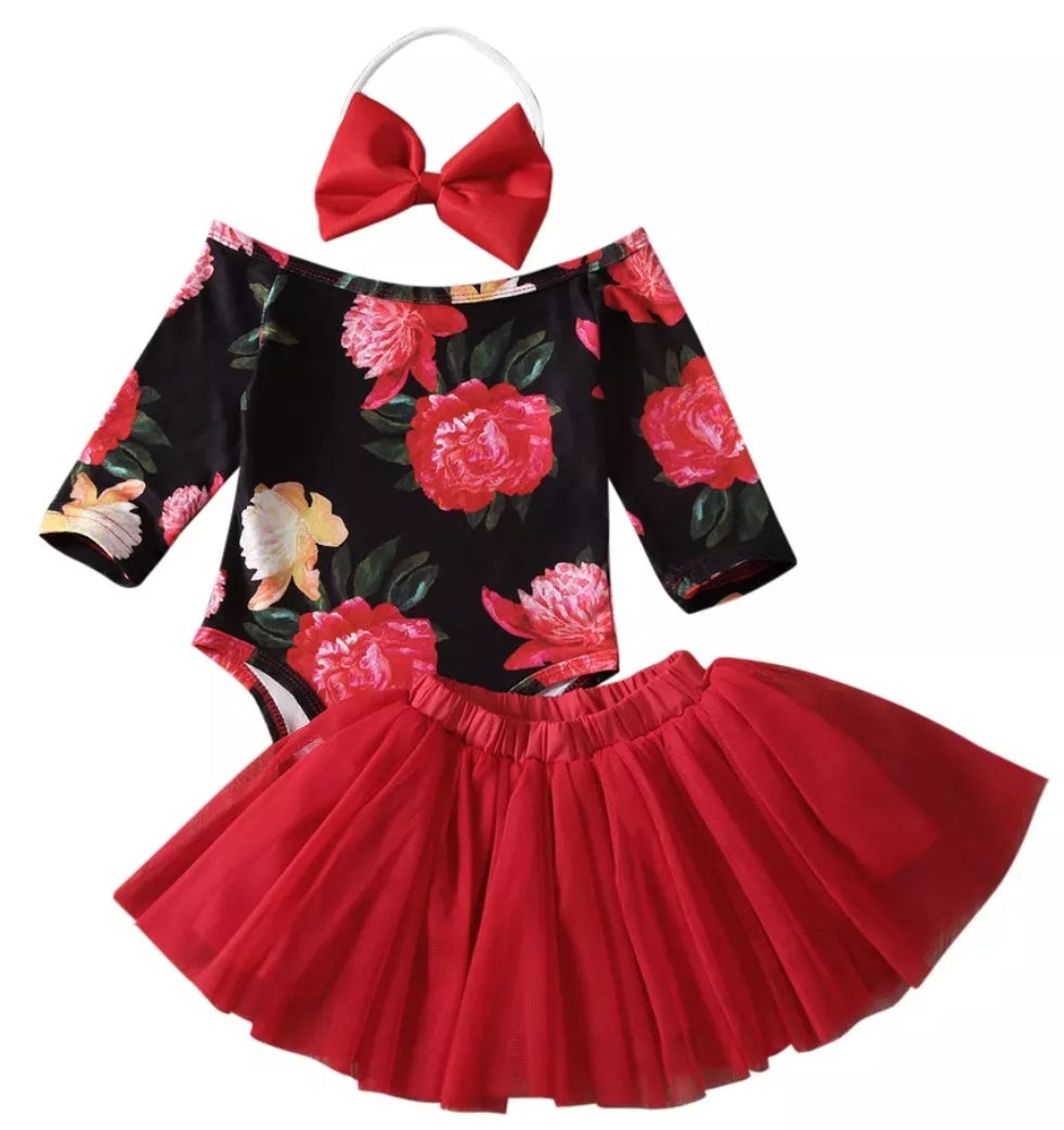 Rose Leotard, Red Tutu and Headband #1000140