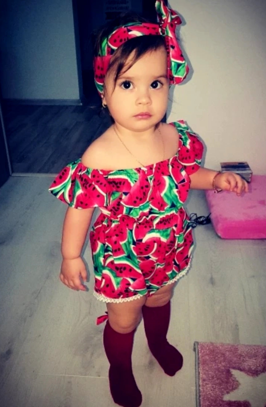 Watermelon Off or On the Shoulder Romper #1000173