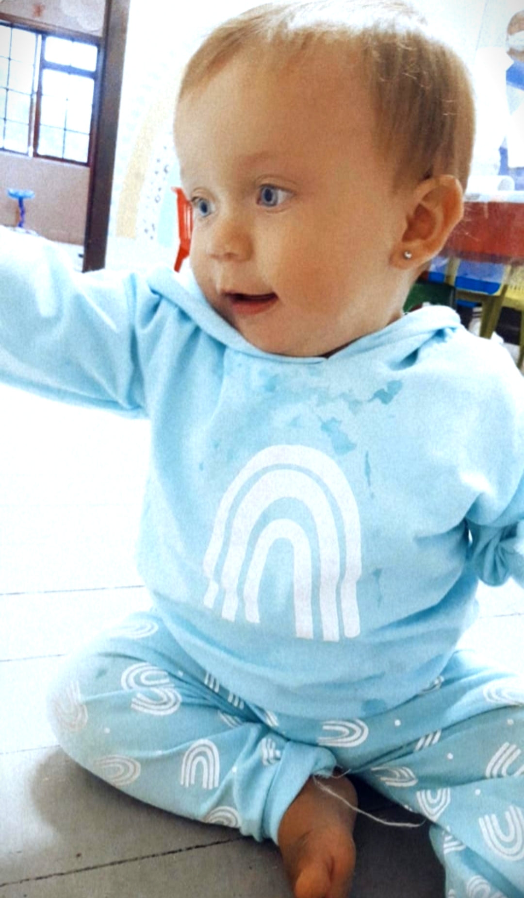 Sky Blue Rainbow Hooded Tracksuit #1000101