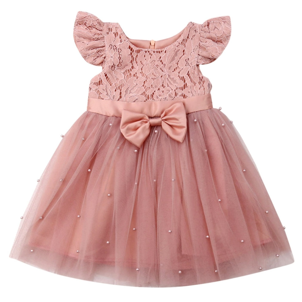 Princess Dusty Pink Lace and Pearl Dress #1000336