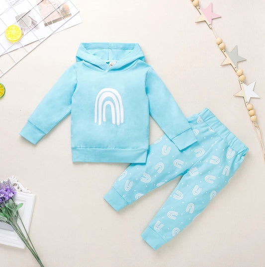 Sky Blue Rainbow Hooded Tracksuit #1000101