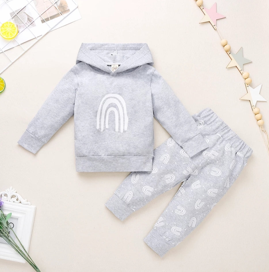 Gray Hooded Rainbow Tracksuit #1000102