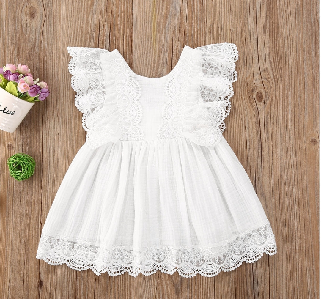 Sibling Outfits,  White Lace Dress #1000691