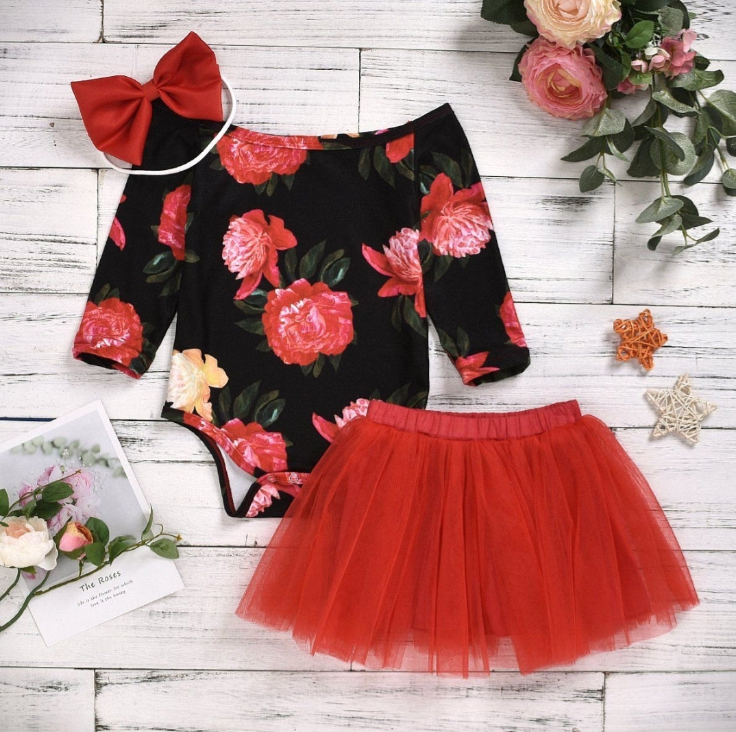 Rose Leotard, Red Tutu and Headband #1000140