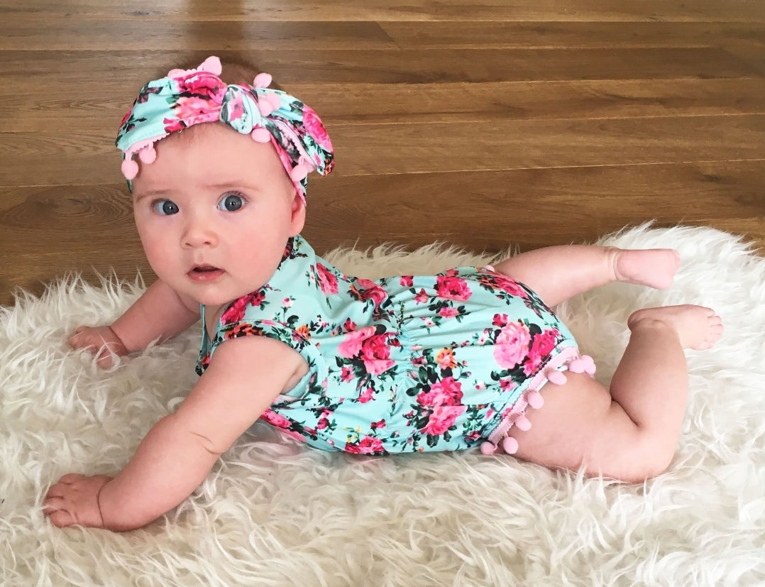 Floral Romper Sky Blue #1000662