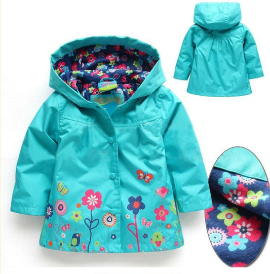 Blue Raincoat with Floral Detail #1000868