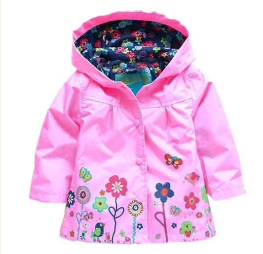 Pink Raincoat with Floral Detail #1000870