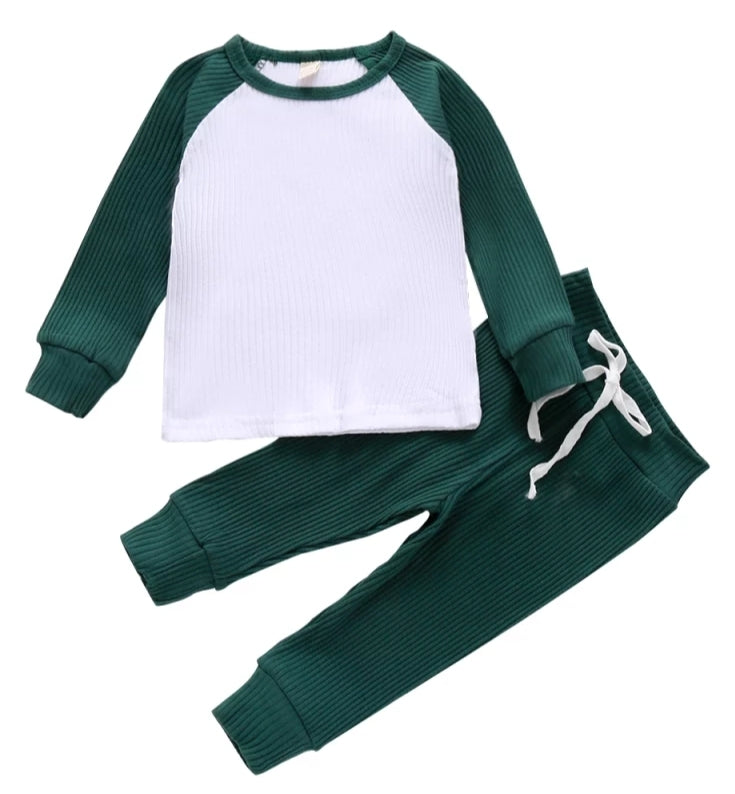 Ribbed Crewneck Tracksuit, Gender Neutral (Emerald Green) #2000269