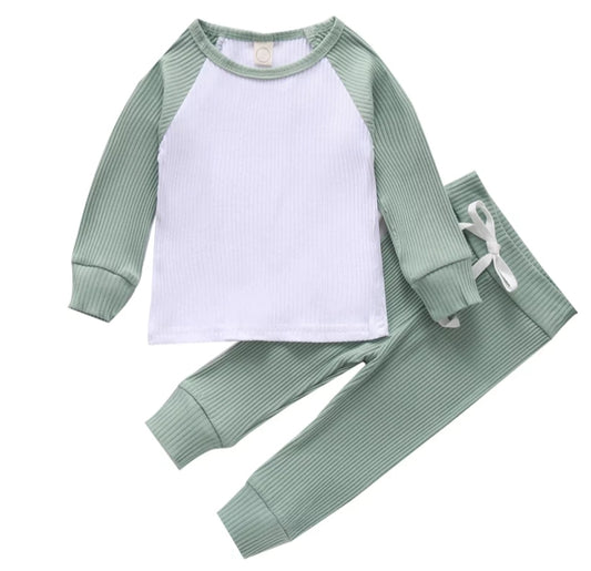 Ribbed Crewneck Tracksuit, Gender Neutral (Mint) #2000267