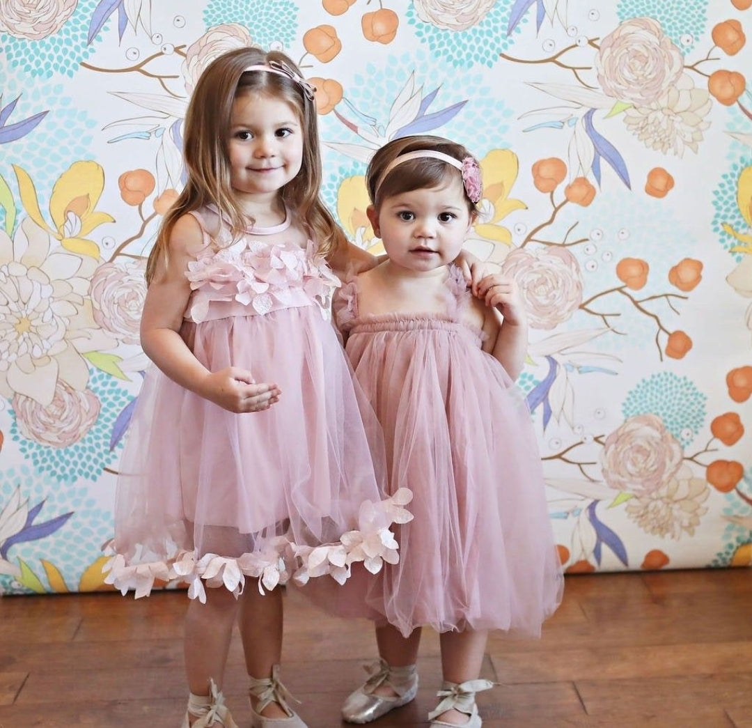 Pink 3D Ruffle Floral Dress #1000130