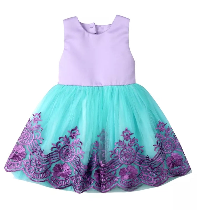 Purple Lace Dress With Bow Detail #1001009