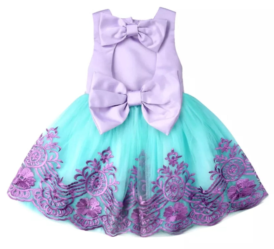 Purple Lace Dress With Bow Detail #1001009