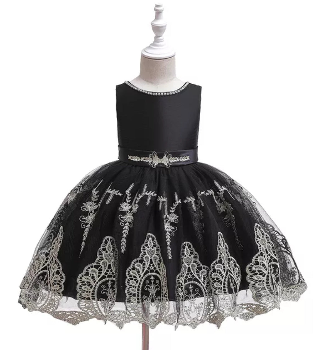 Black Special Occasions Dress with Lace Detail #1001001