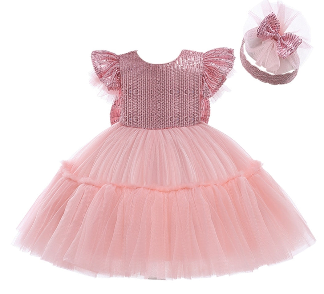 Pink Formal Dress with Headband #1000998