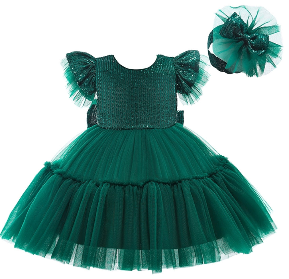 Forest Green Special Occasions Dress and Headband #1000996