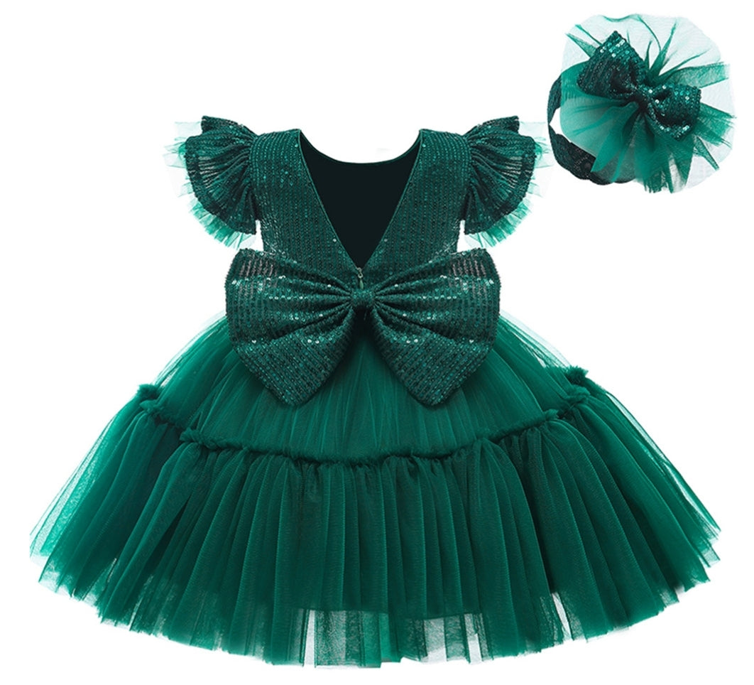 Forest Green Special Occasions Dress and Headband #1000996