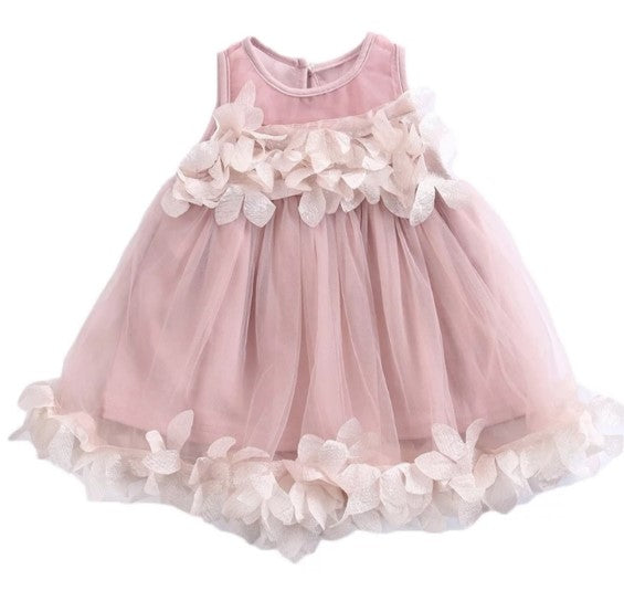 Pink 3D Ruffle Floral Dress #1000130