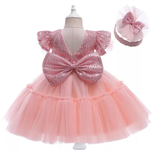 Pink Formal Dress with Headband #1000998