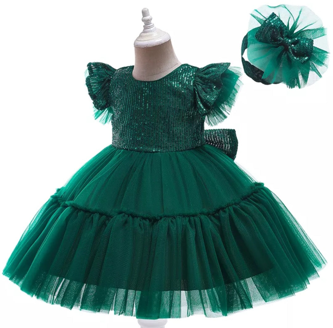 Forest Green Special Occasions Dress and Headband #1000996