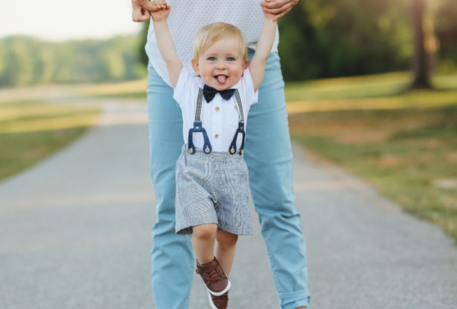 Gentleman Suit White Short Sleeve Shirts with Shorts, Suspenders and Bowtie #200069