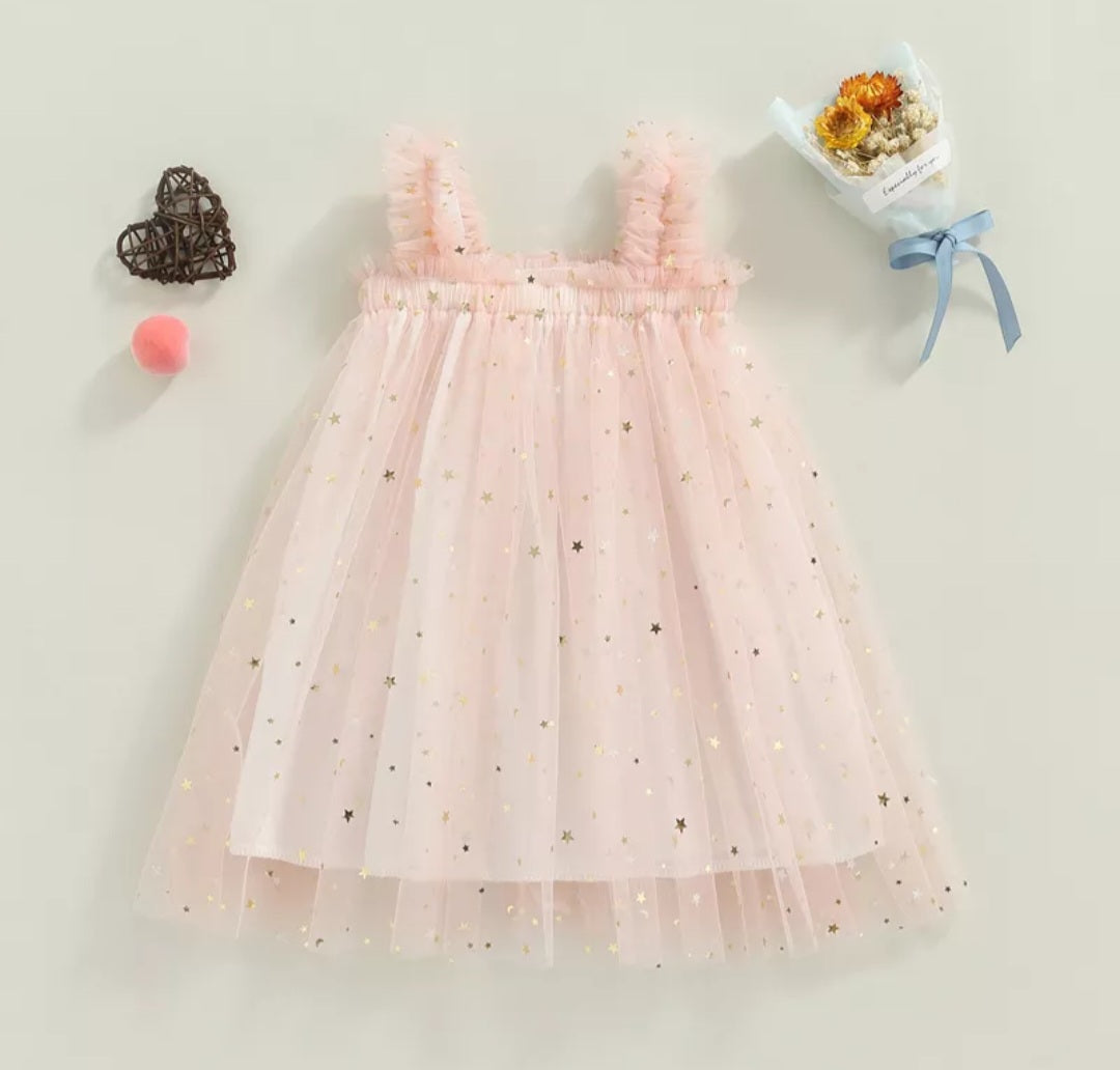 Pink Tulle Dress with Stars and Moons #1000401