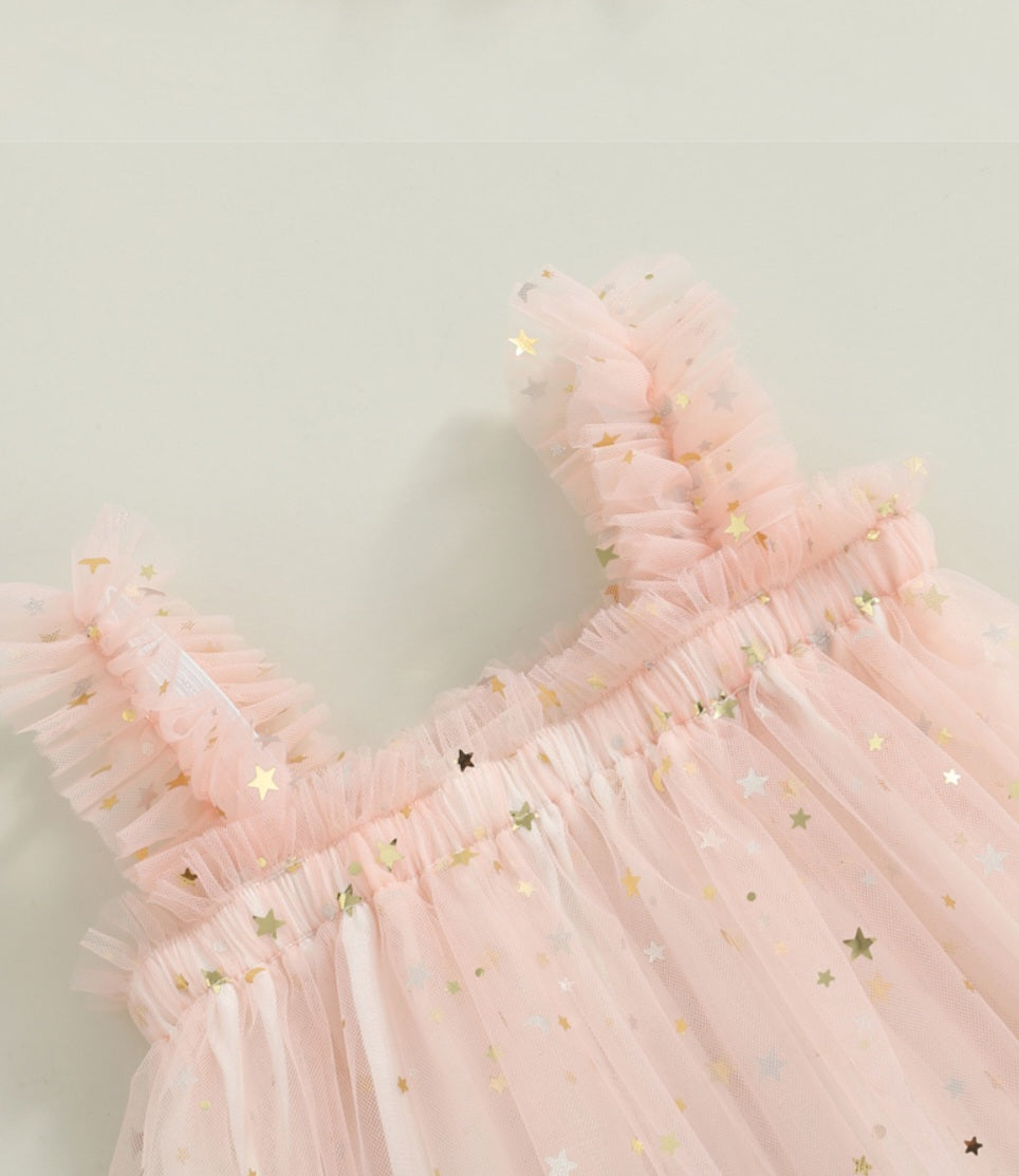 Pink Tulle Dress with Stars and Moons #1000401