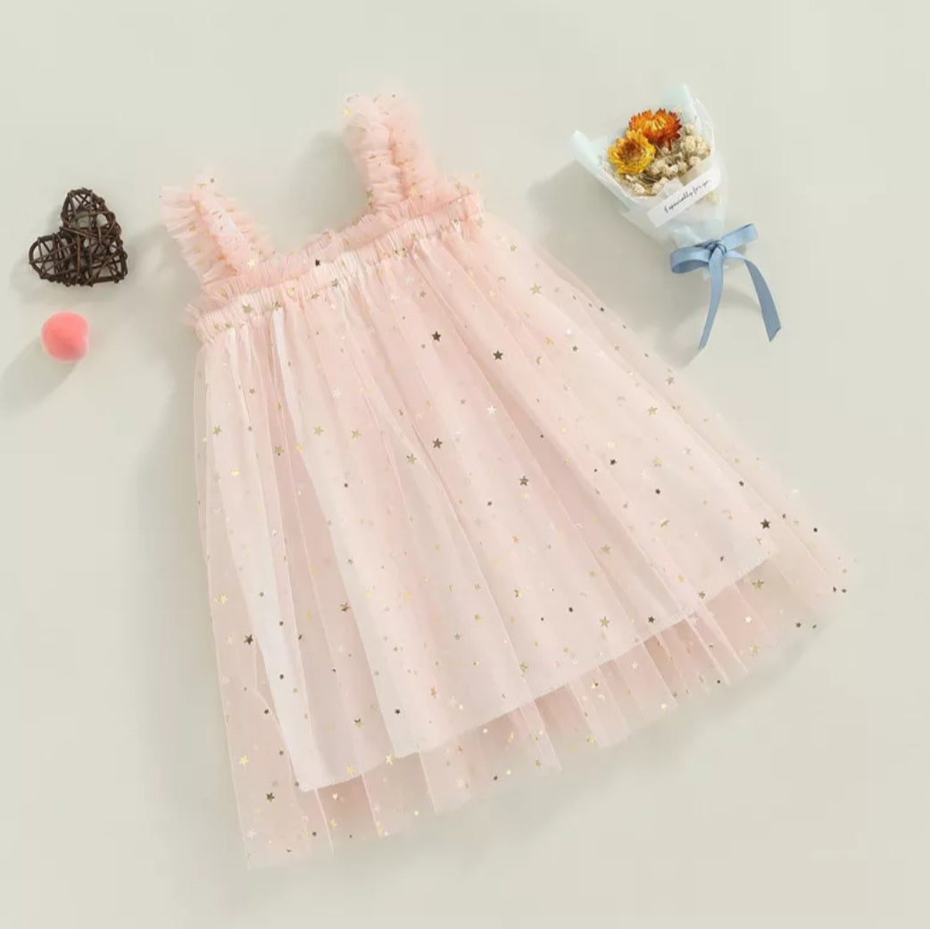 Pink Tulle Dress with Stars and Moons #1000401